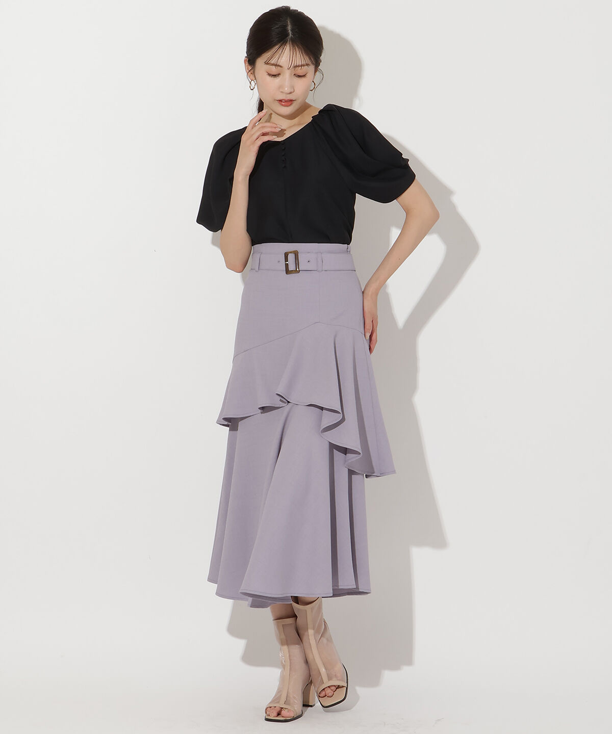 アンドクチュール「アシメフリルティアードスカート」|フレア|