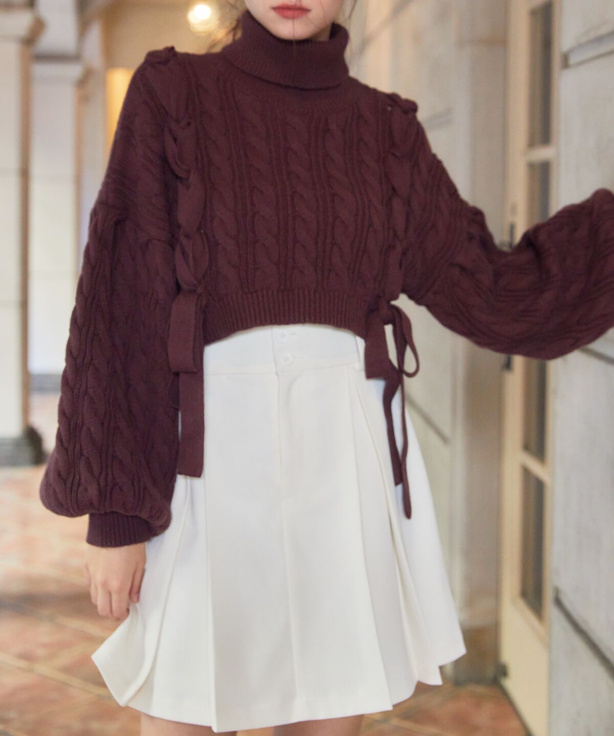 REDYAZEL「タックプリーツミニスカート」|フレア|