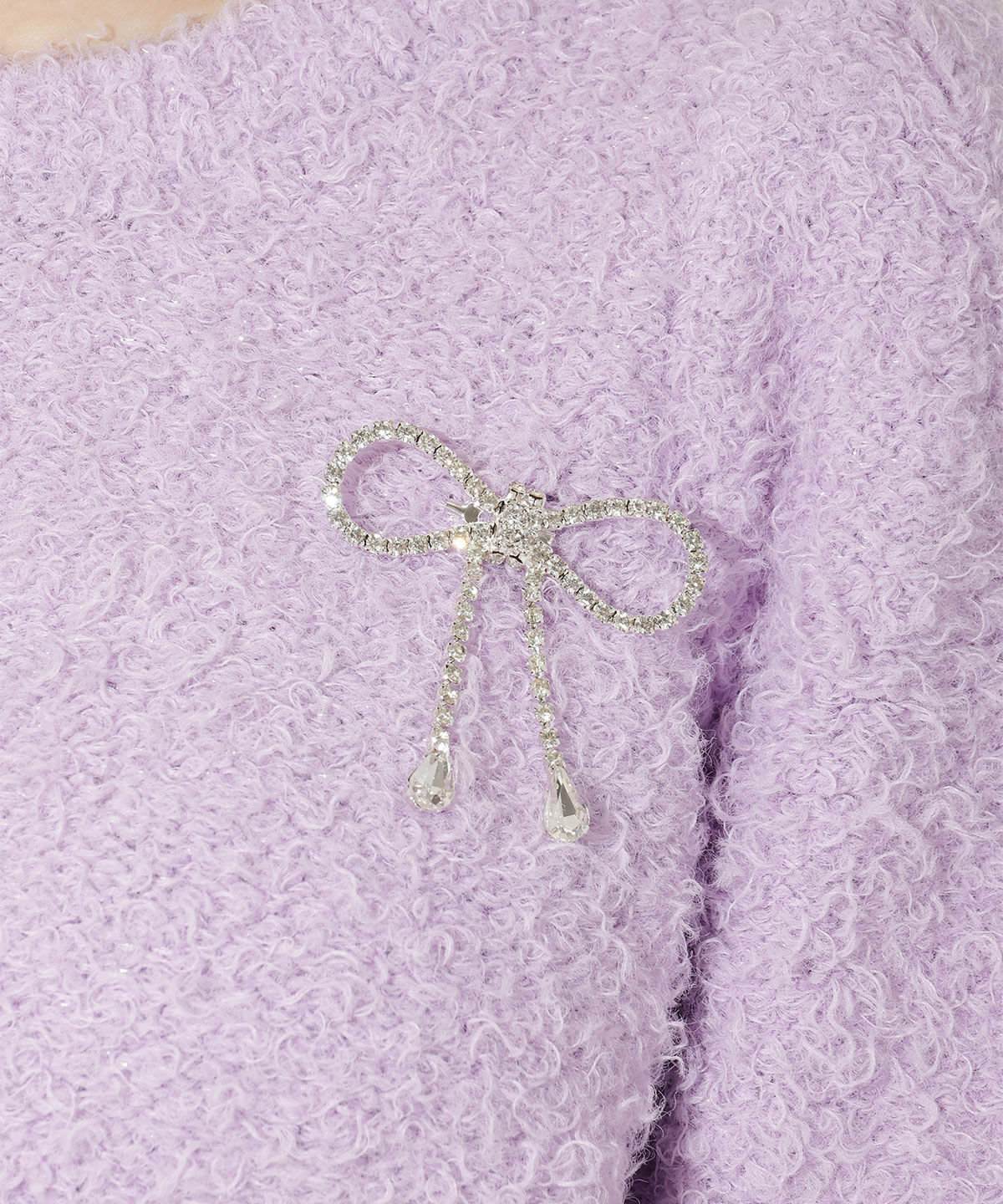 WILLSELECTION「リボンブローチ付きテディヤーンニット」|ニット・セーター|