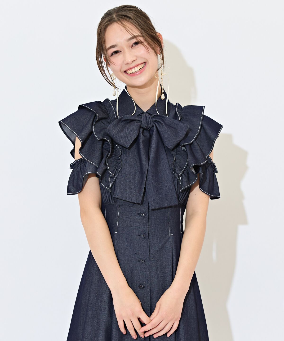 WILLSELECTION「ラッフルスリーブリボンタイワンピース」|ワンピース|