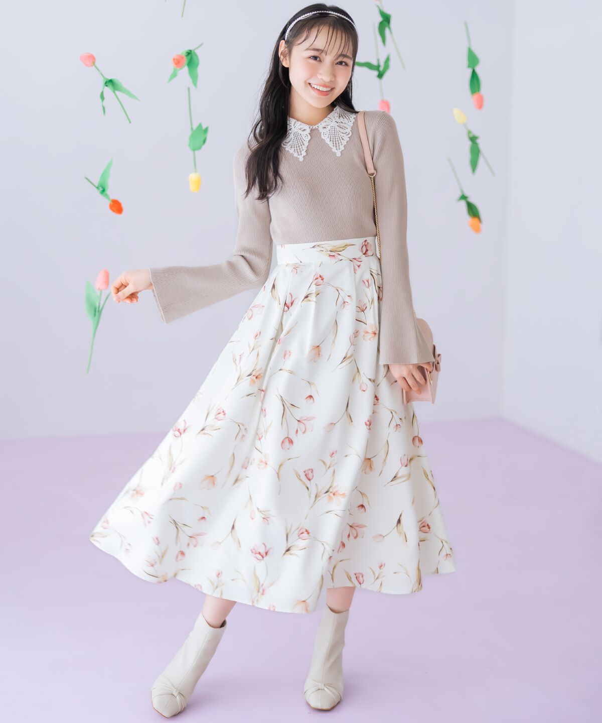 WILLSELECTION「チューリッププリントタックフレアスカート」|フレア|