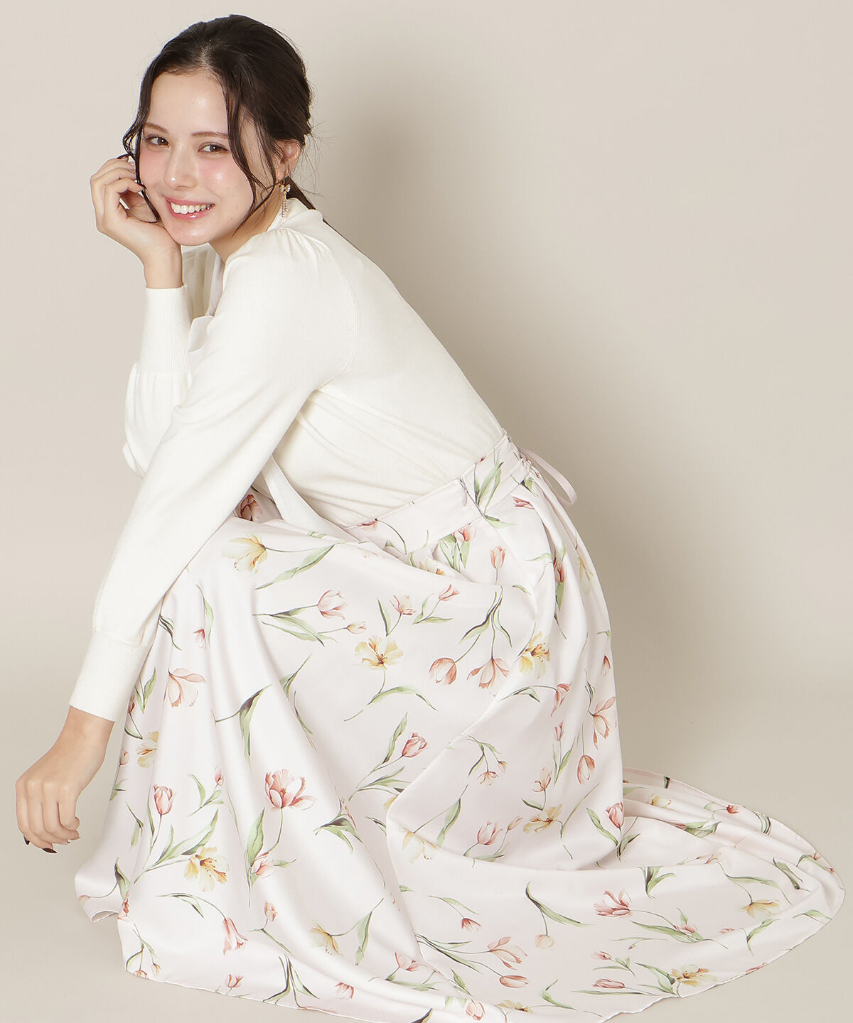 WILLSELECTION「チューリッププリントタックフレアスカート」|フレア|