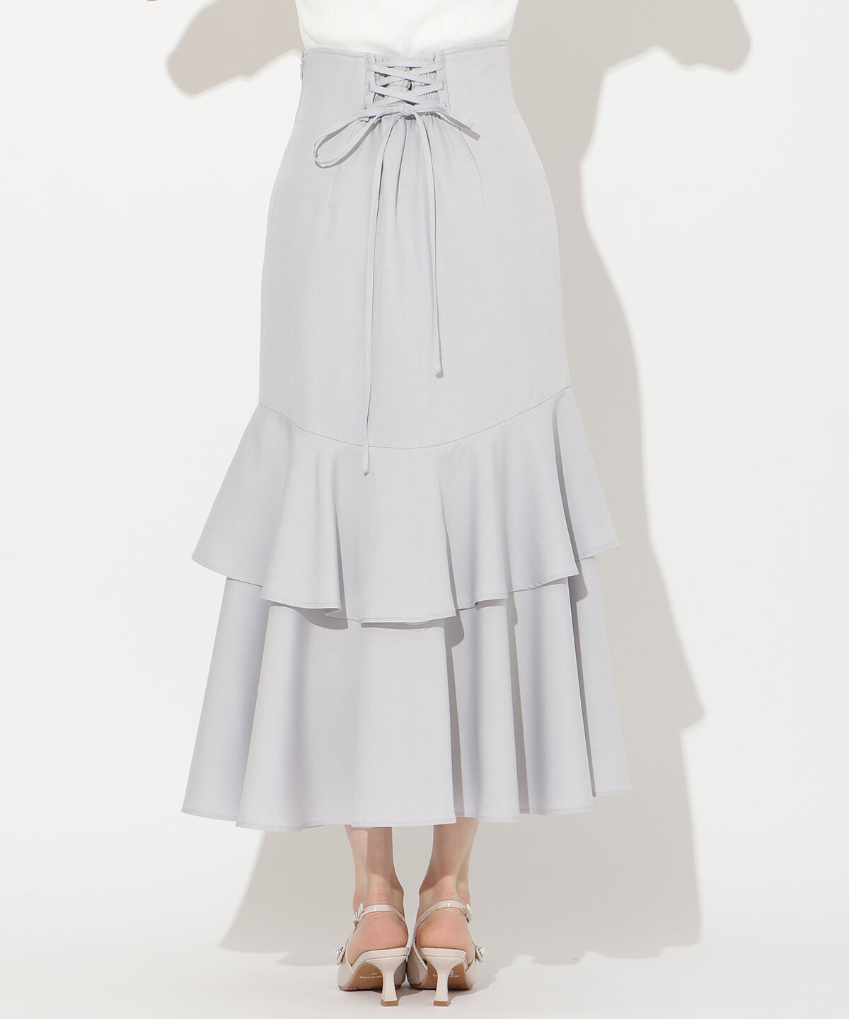 WILLSELECTION「スリットデザインラッフルリボンスカート」|フレア|