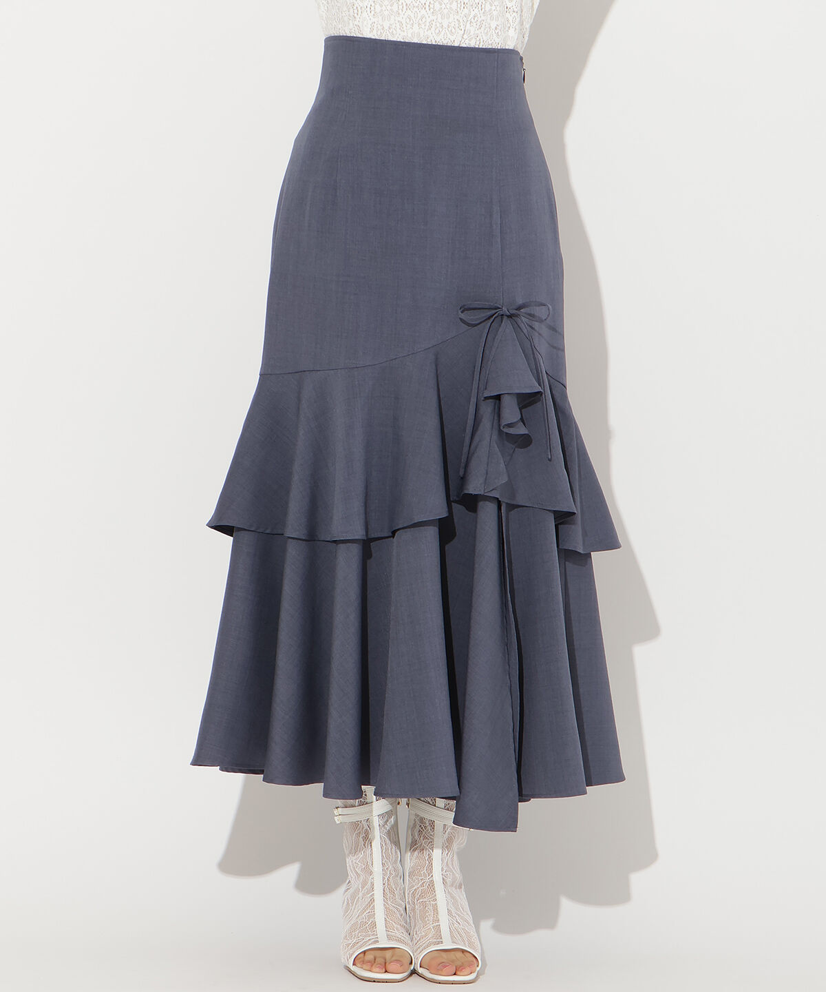 WILLSELECTION「スリットデザインラッフルリボンスカート」|フレア|