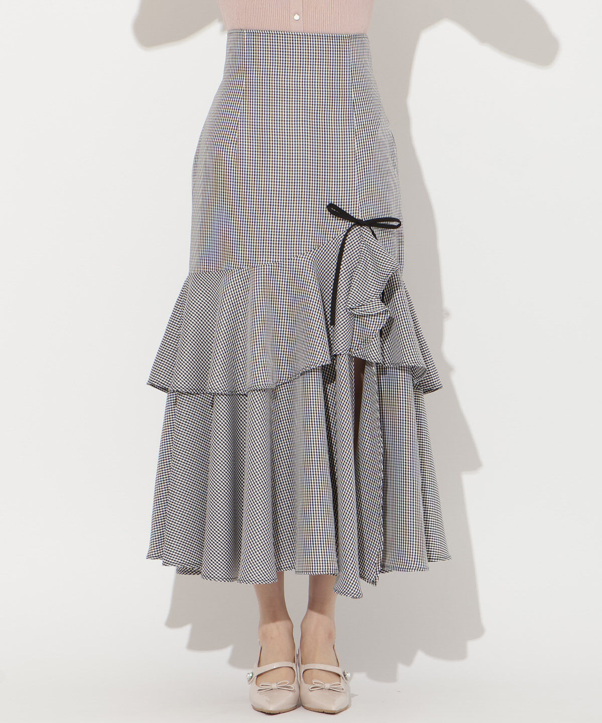 WILLSELECTION「スリットデザインラッフルリボンスカート」|フレア|