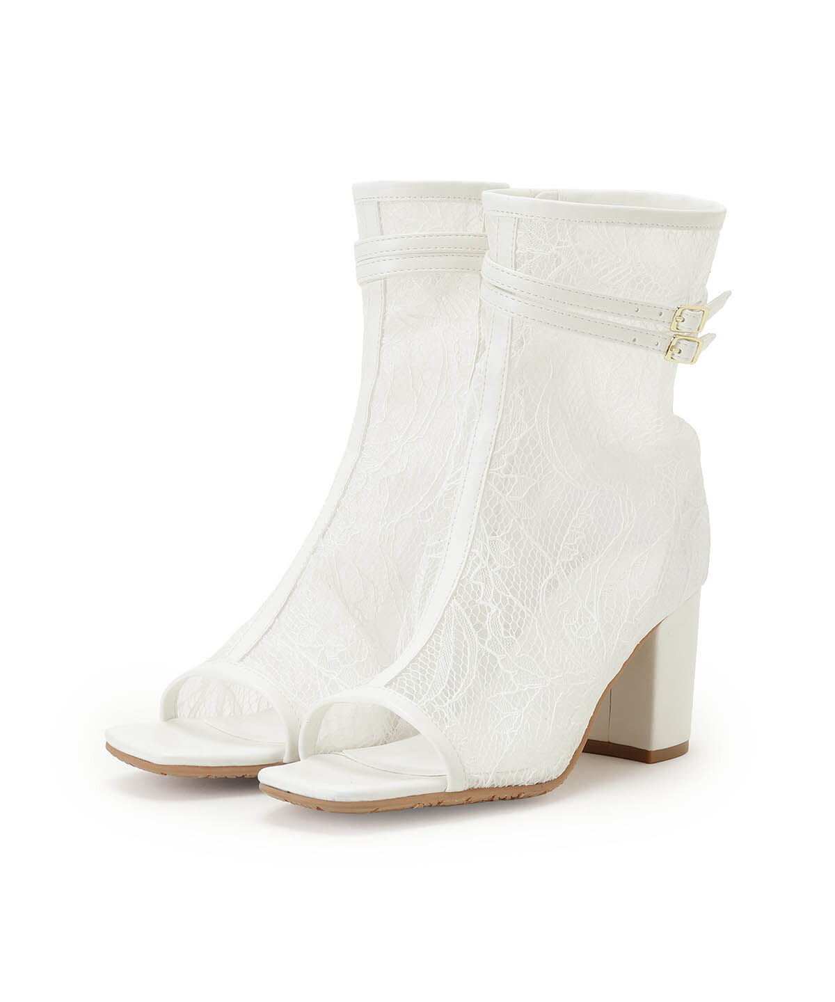 WILLSELECTION「ベルト付きオープントゥレースブーツ」|ショートブーツ|オフ