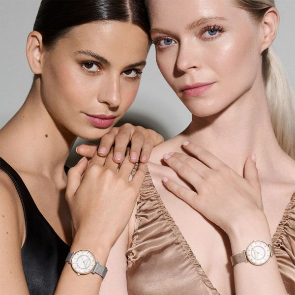 OLIVIA BURTON 「〈OLIVIA BURTON(ｵﾘﾋﾞｱﾊﾞｰﾄﾝ)〉32mm ﾍﾞﾙｸﾞﾚｲﾌﾞ ﾃｨｰﾊﾞｰﾎﾜｲﾄ＆2ﾄｰﾝｼﾙﾊﾞｰﾒｯｼｭ」|腕時計|