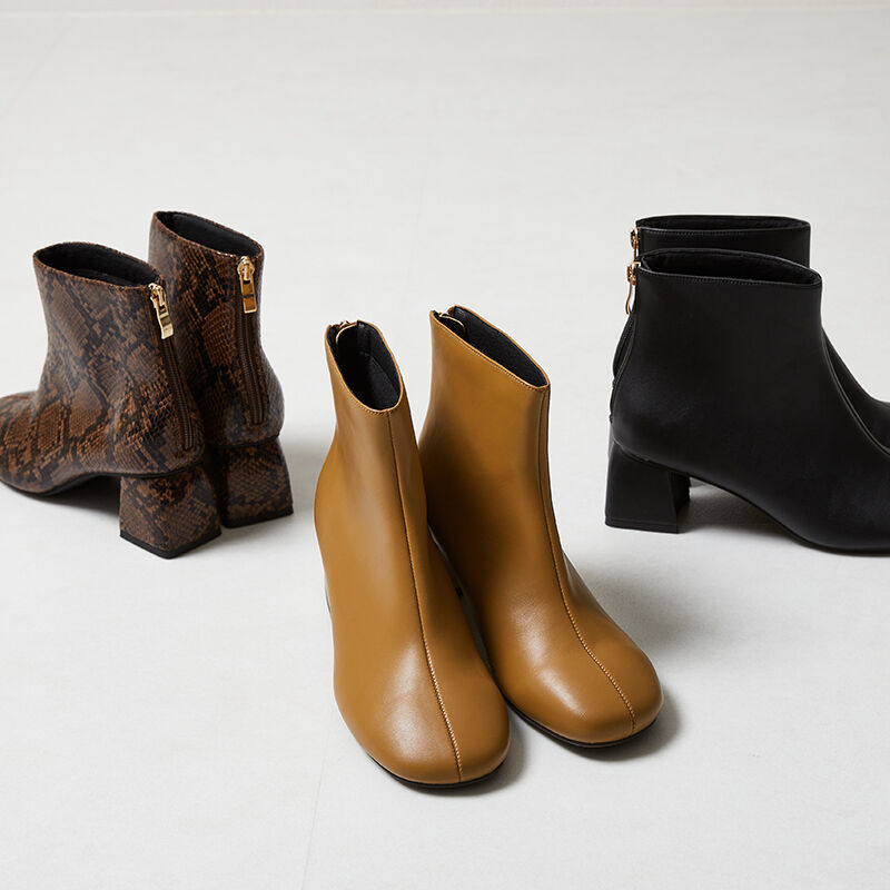 WA Oriental TRaffic「ラウンドトゥ変形ヒールブーツ/22407」|ショートブーツ|BROWN