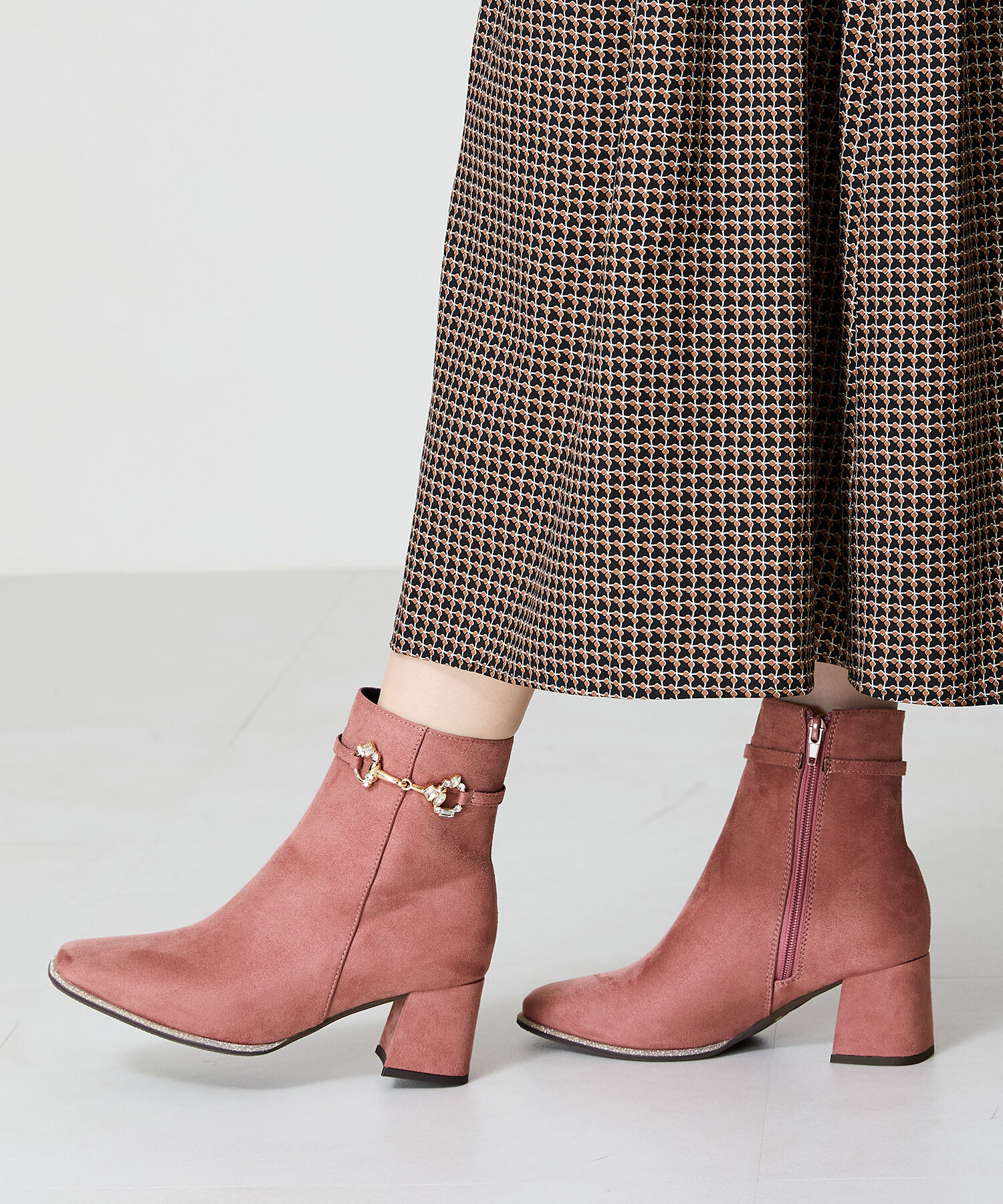 ORiental TRaffic「ビジュービットヒールブーツ/41427」|ショートブーツ|PINK