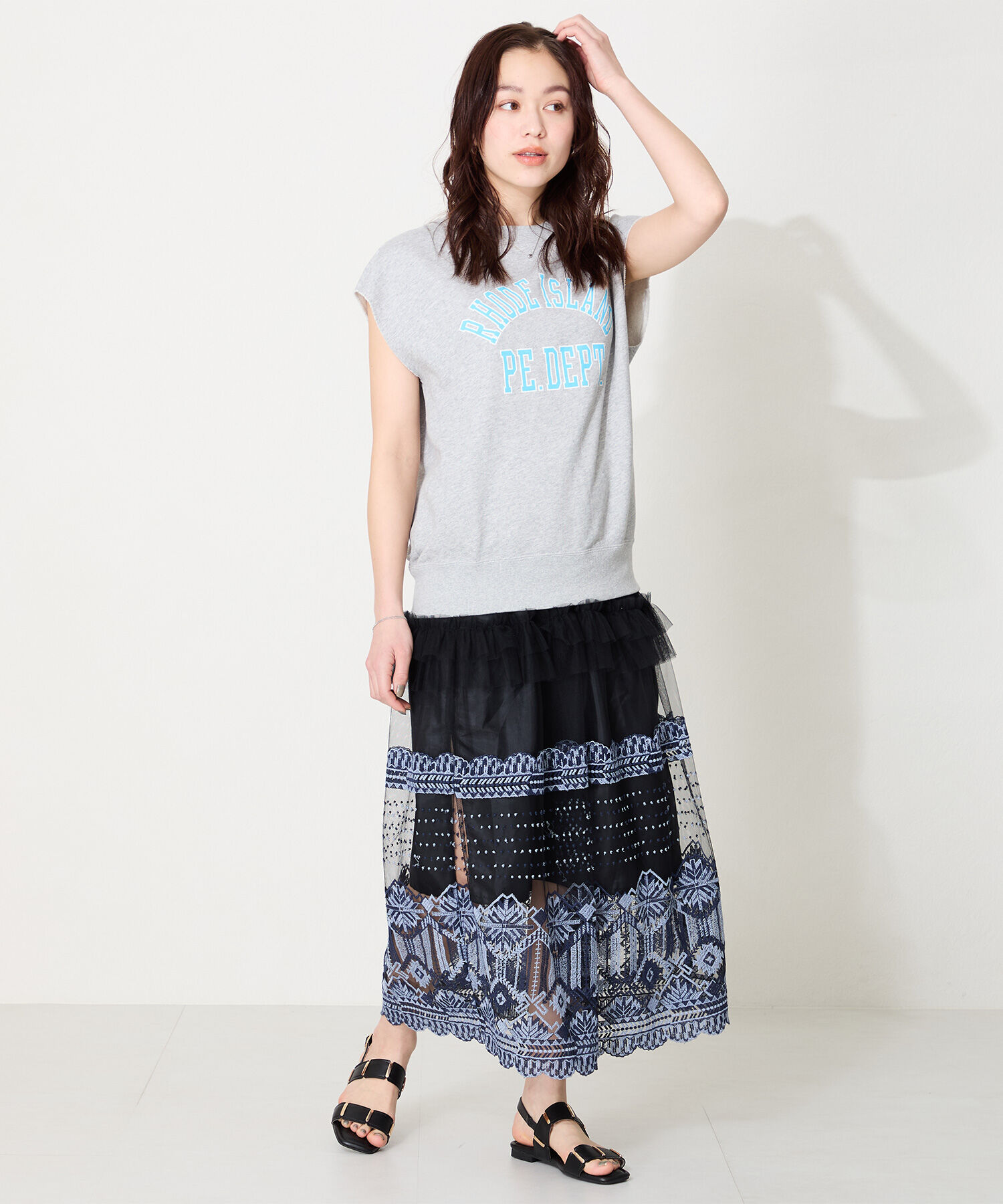 WA Oriental TRaffic「ゴールドモチーフフラットサンダル/52211 サンダル フラット スクエアトゥ クッション」|サンダル|