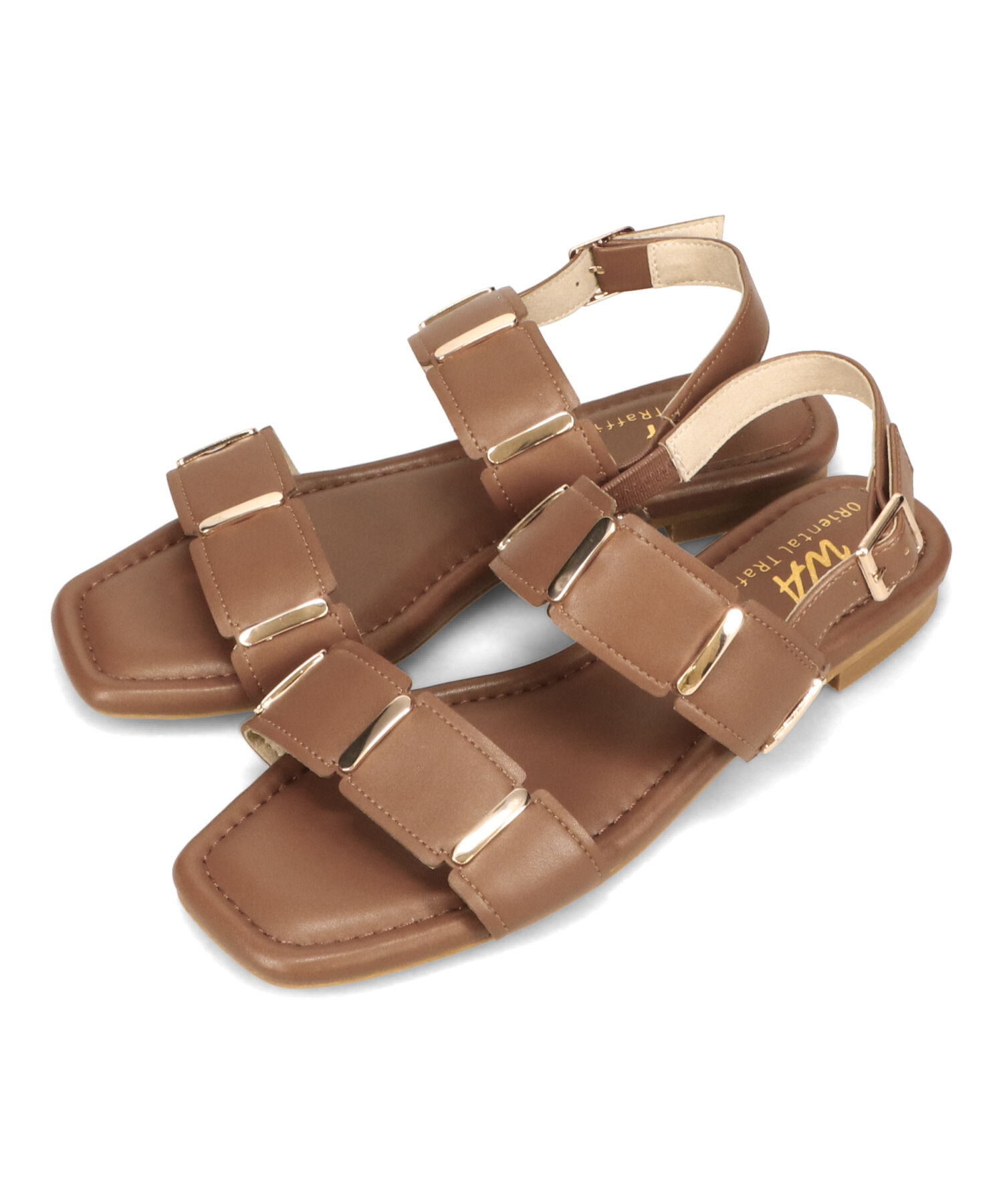 WA Oriental TRaffic「ゴールドモチーフフラットサンダル/52211 サンダル フラット スクエアトゥ クッション」|サンダル|