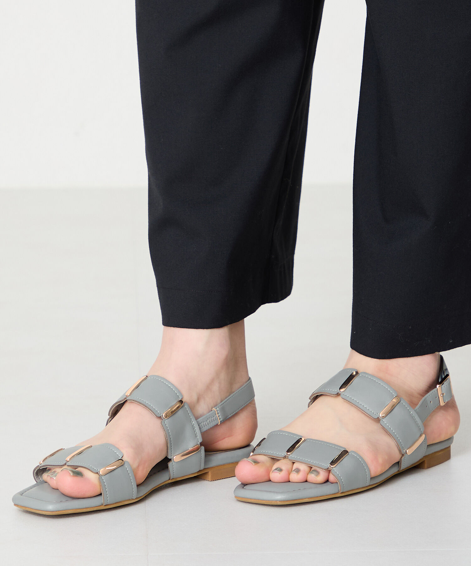 WA Oriental TRaffic「ゴールドモチーフフラットサンダル/52211 サンダル フラット スクエアトゥ クッション」|サンダル|