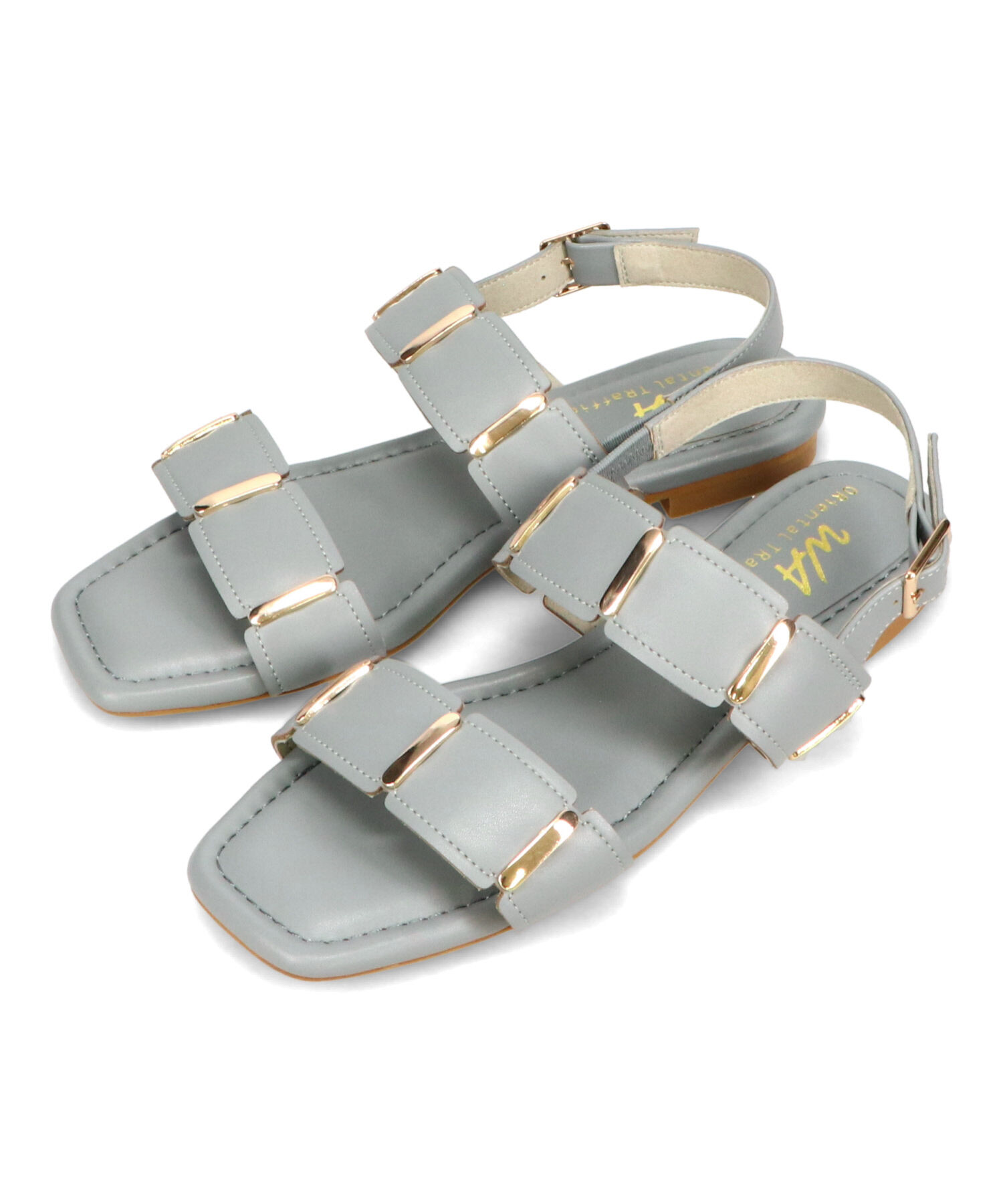 WA Oriental TRaffic「ゴールドモチーフフラットサンダル/52211 サンダル フラット スクエアトゥ クッション」|サンダル|