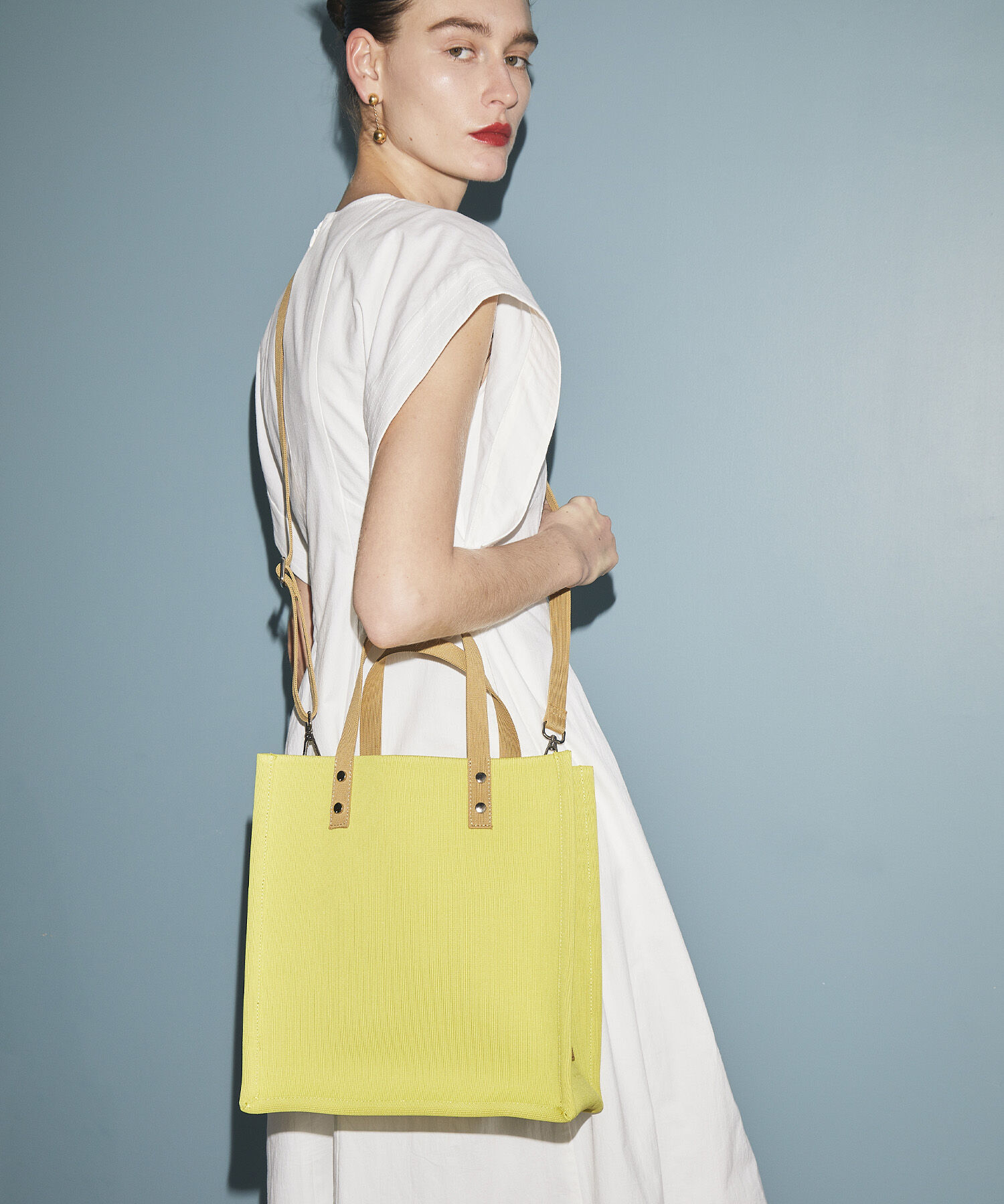 TOPKAPI TREASURE「【TREASURE TOPKAPI】ニット ジャガード ショルダー付き トート バッグ」|トートバッグ|イエロー