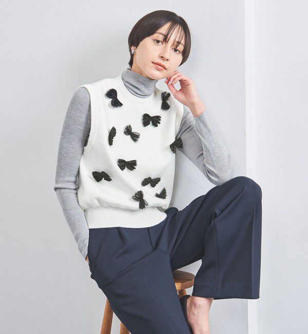 UNITED ARROWS「3D リボン クルーネック ベスト」|ベスト・ジレ|