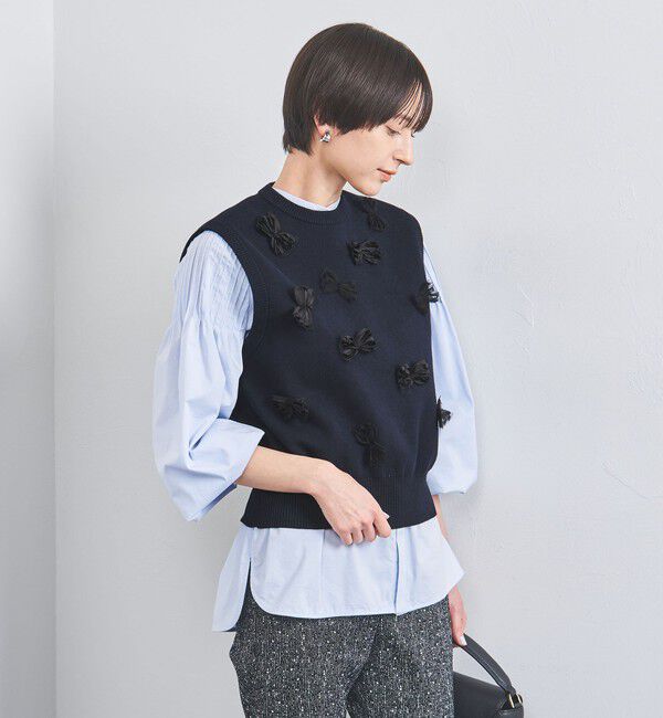 UNITED ARROWS「3D リボン クルーネック ベスト」|ベスト・ジレ|