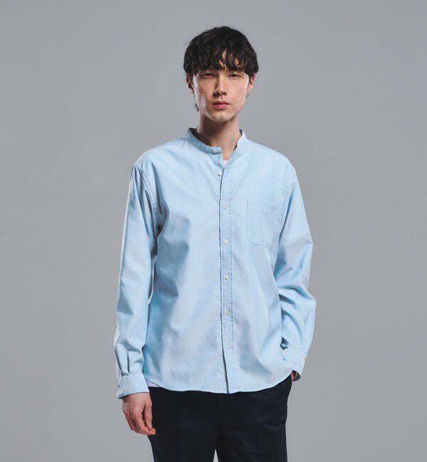 UNITED ARROWS green label relaxing「W/R オックスフォード バンドカラー 長袖 シャツ」|シャツ・ブラウス|LT.BLUE