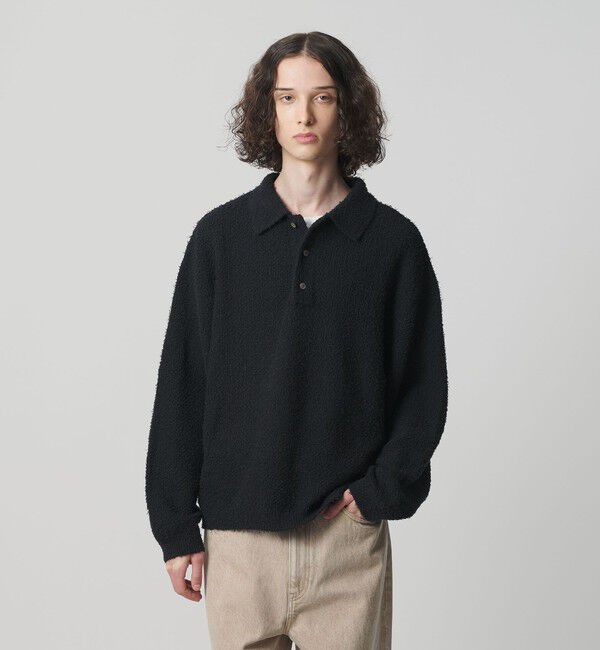 MONKEY TIME「コットン ナイロン カールヤーン ポロシャツ」|ニット・セーター|