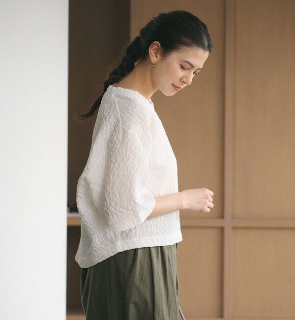 BEAUTY&YOUTH UNITED ARROWS「ジャガード クルーネック 6分袖 プルオーバー」|Tシャツ・カットソー|