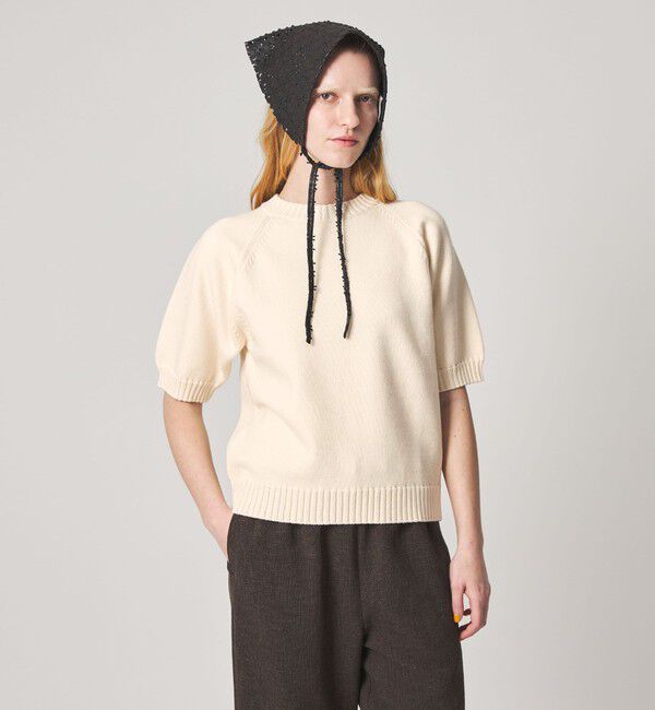 STEVEN ALAN「＜Steven Alan＞コットン ナイロン テープヤーン ハーフスリーブ ニット」|ニット・セーター|OFF WHITE