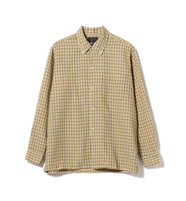 BEAMS PLUS「ダブルフェイス チェック オープンカラー ボタンダウン シャツ」|シャツ・ブラウス|