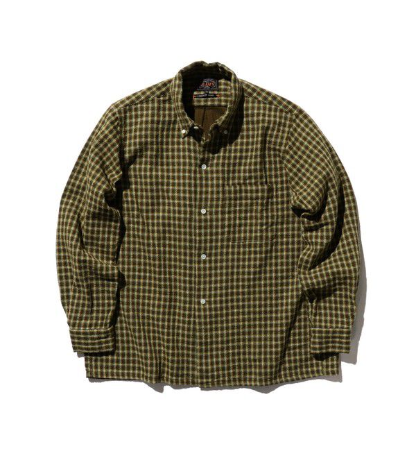 BEAMS PLUS「ダブルフェイス チェック オープンカラー ボタンダウン シャツ」|シャツ・ブラウス|BROWN