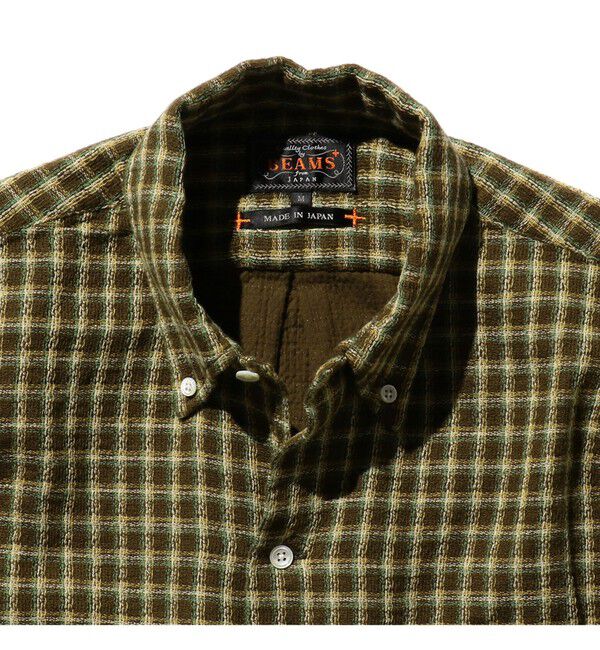 BEAMS PLUS「ダブルフェイス チェック オープンカラー ボタンダウン シャツ」|シャツ・ブラウス|