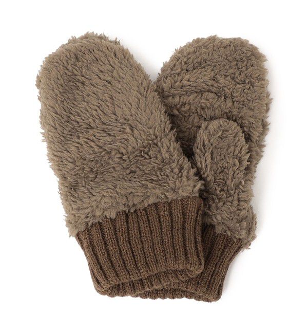 SHIPS KIDS「SHIPS KIDS:ボア ミトン」|手袋|ブラウン