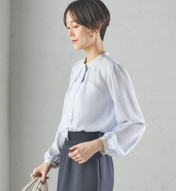 SHIPS for women「〈手洗い可能〉ボウタイ 幾何 プリント 長袖 ブラウス」|シャツ・ブラウス|