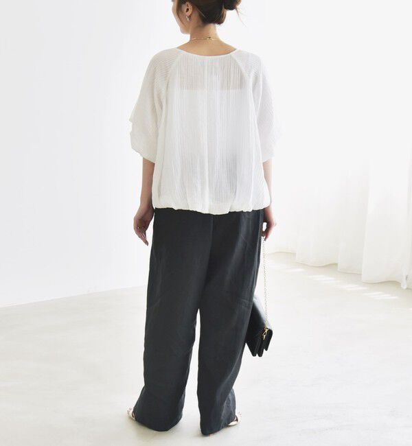 quaranciel「quaranciel:〈洗濯機可能〉ヨーロピアンフラックス リネン タック ワイド パンツ」|その他|