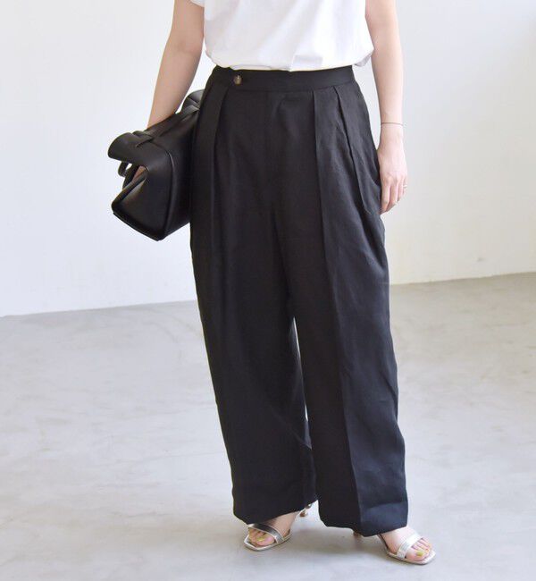 quaranciel「quaranciel:〈洗濯機可能〉ヨーロピアンフラックス リネン タック ワイド パンツ」|その他|