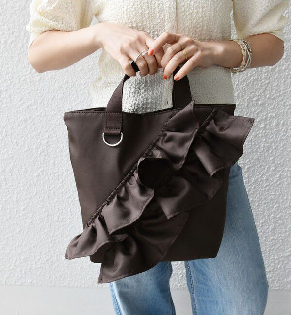 SHIPS for women「【WEB限定】チャーム 付き フリル トート」|トートバッグ|