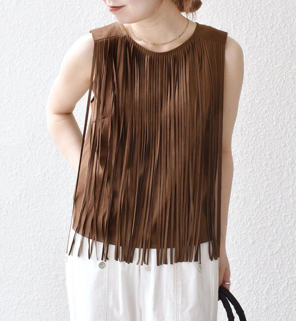 SHIPS any「bon_meur:〈手洗い可能〉フリンジ チャーム ノースリーブ プルオーバー」|ベスト・ジレ|