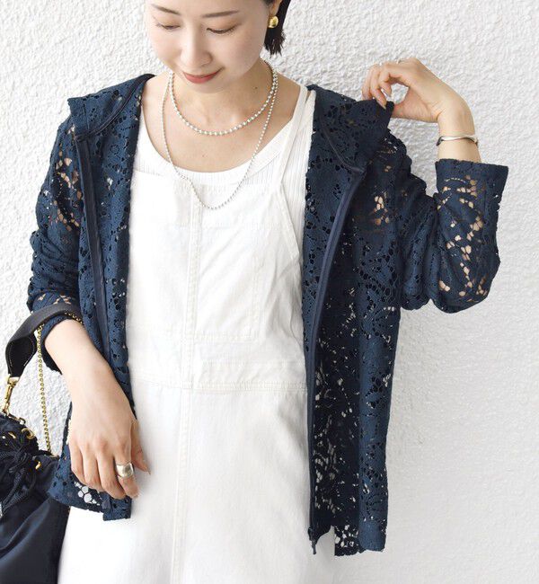 SHIPS for women「〈手洗い可能〉レース ジップアップ パーカ」|パーカー|