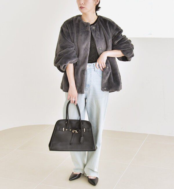 quaranciel「quaranciel: フェイクファー ノーカラー ショート ジャケット」|その他|