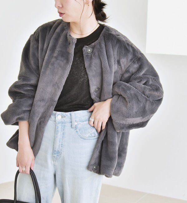 quaranciel「quaranciel: フェイクファー ノーカラー ショート ジャケット」|その他|