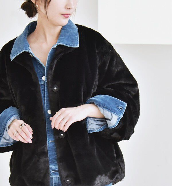 quaranciel「quaranciel: フェイクファー ノーカラー ショート ジャケット」|その他|