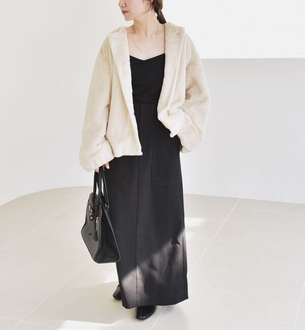 quaranciel「quaranciel: フェイクファー ノーカラー ショート ジャケット」|その他|