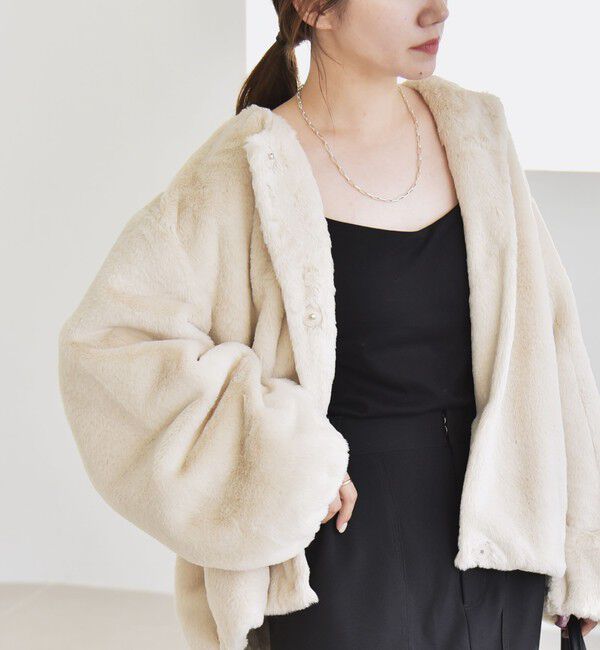 quaranciel「quaranciel: フェイクファー ノーカラー ショート ジャケット」|その他|