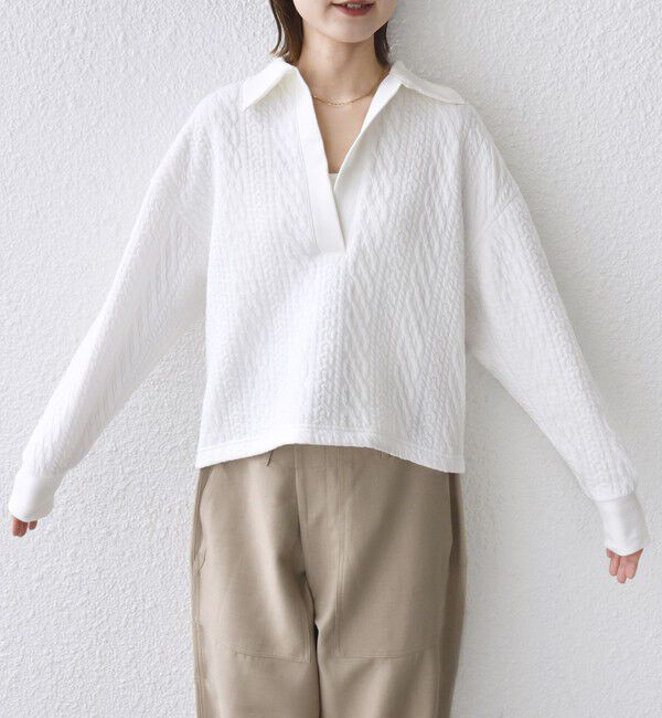 SHIPS for women「【WEB限定】〈手洗い可能〉ケーブル ジャージー ポロ プルオーバー」|Tシャツ・カットソー|