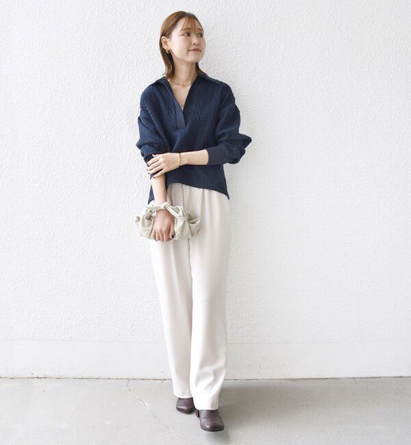 SHIPS for women「【WEB限定】〈手洗い可能〉ケーブル ジャージー ポロ プルオーバー」|Tシャツ・カットソー|