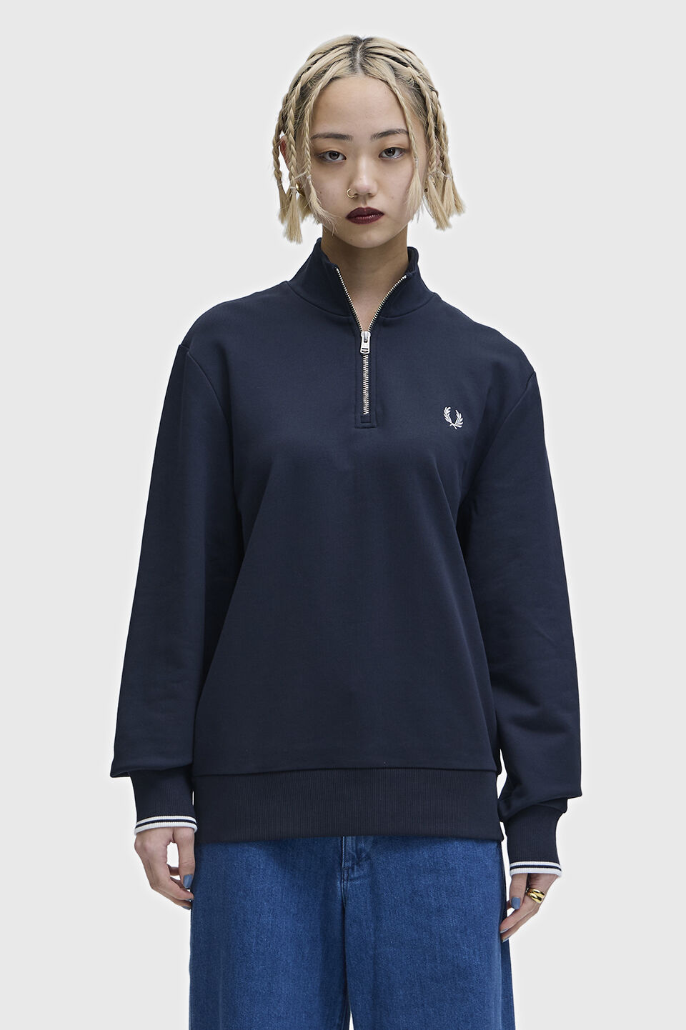 FRED PERRY 「Half Zip Sweatshirt」|スウェット・ジャージ|NAVY