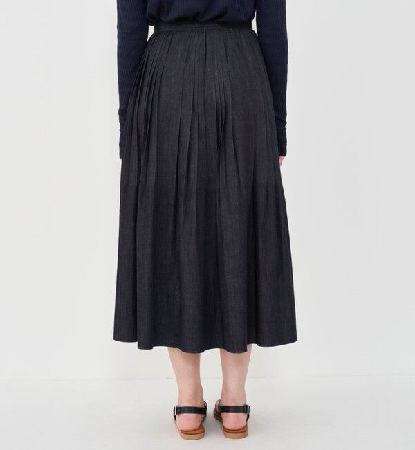 GALERIE VIE「ライトデニム ランダムタックプリーツスカート」|フレア|