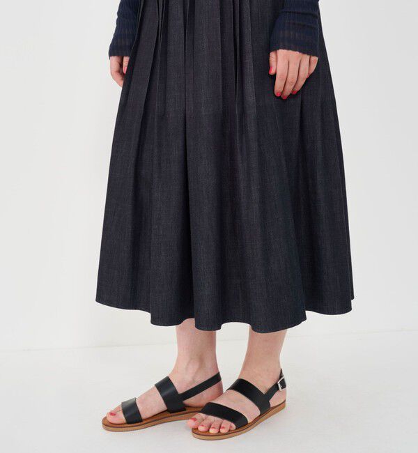GALERIE VIE「ライトデニム ランダムタックプリーツスカート」|フレア|