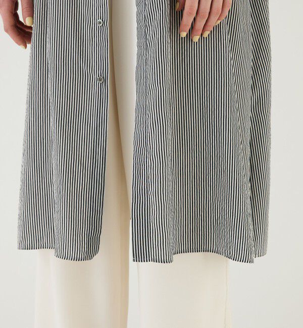 GALERIE VIE「セルロースシルクブロード  ハイネックロングシャツ」|ワンピース|