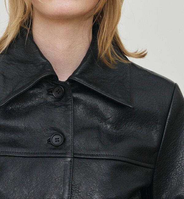 DES PRES「リンクルレザー ムートンカラーブルゾン」|ブルゾン・スタジャン|