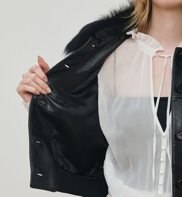DES PRES「リンクルレザー ムートンカラーブルゾン」|ブルゾン・スタジャン|