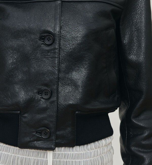 DES PRES「リンクルレザー ムートンカラーブルゾン」|ブルゾン・スタジャン|