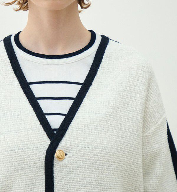 MACPHEE「モスライクステッチ Vカラーカーディガン」|カーディガン|