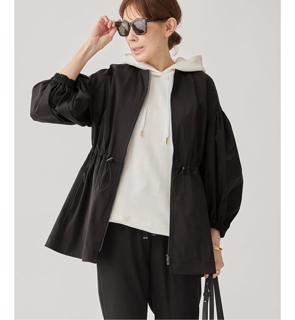 VERMEIL par iena「《追加》ノーカラーギャザーZIPブルゾン」|その他|ブラック